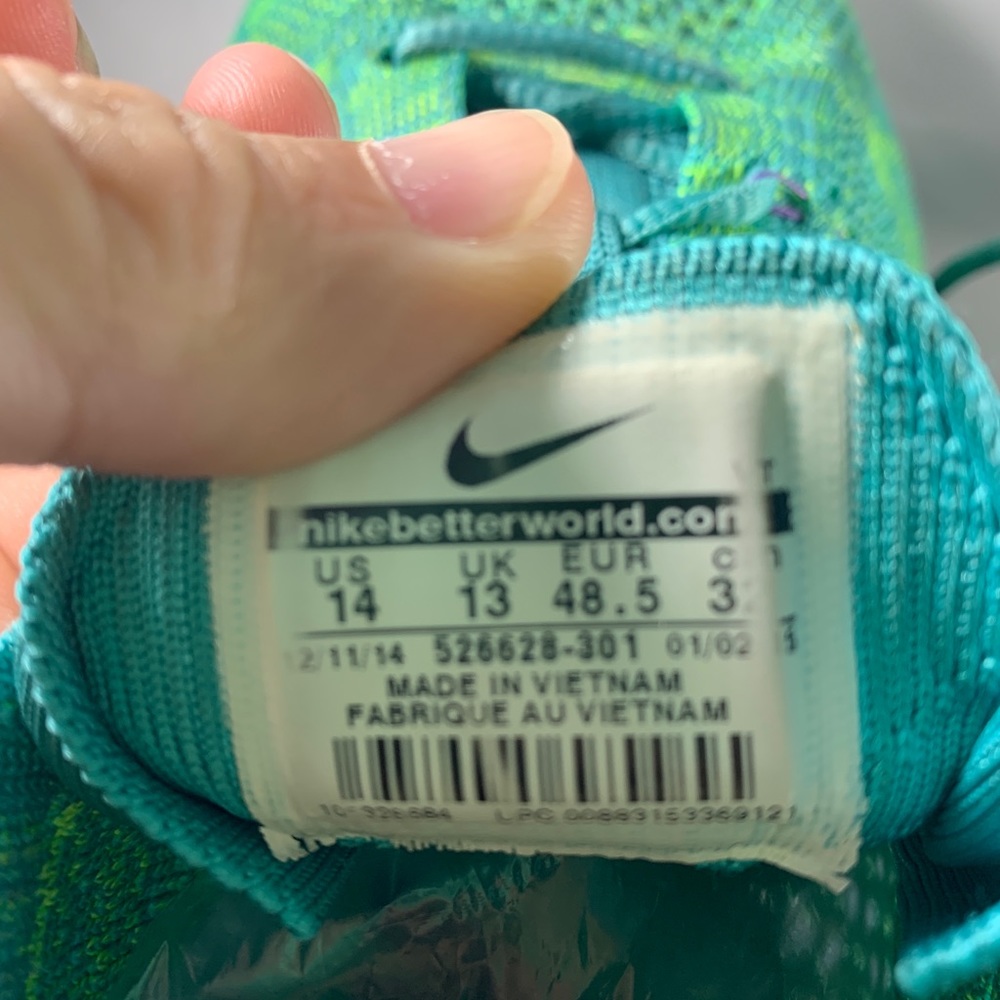 Used - Nike Flyknit Racer Turquoise size 14 - Picture 6 of 8